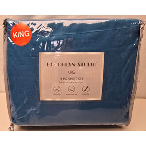 Brooklyn Studio King Teal 4 PC Sheet Set Polyester Bedding Set